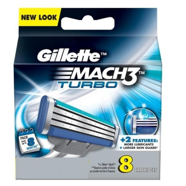 Gillette Mach 3 Turbo - 8-pack barberblade - Få en glattere barbering – Field